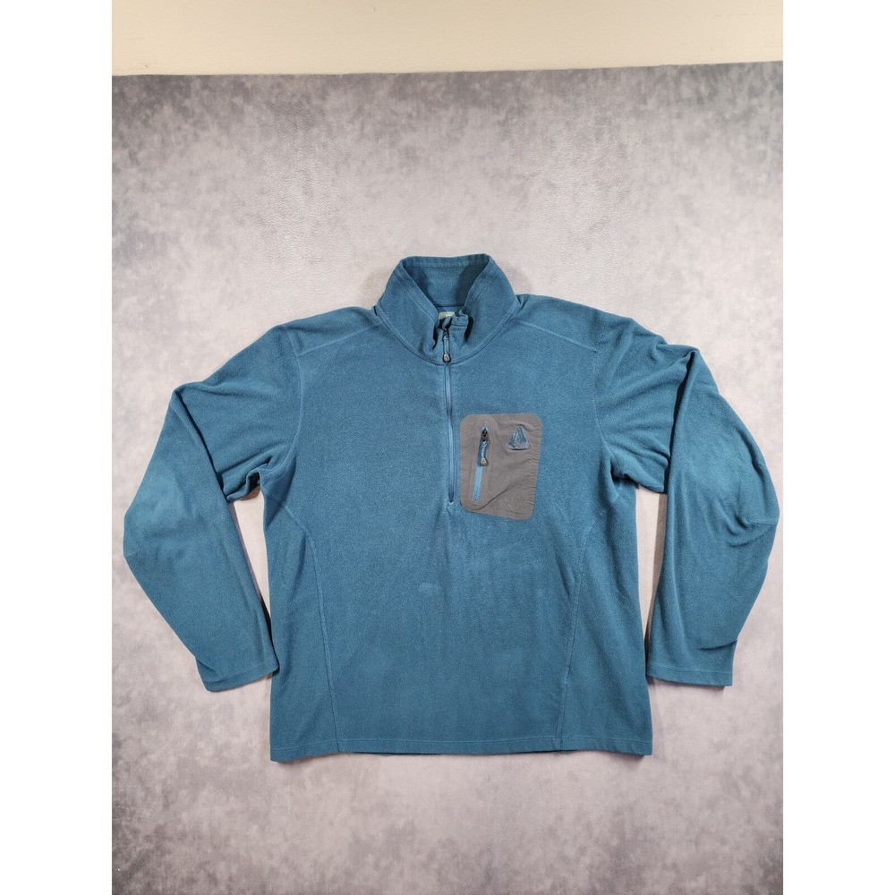 Eddie Bauer First Ascent Sweater Men's XL Teal Blue Fleece 1/4 Zip Pullover Cozy